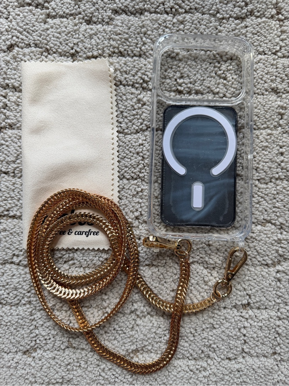 Keebos Crossbody Cardholder Phone Case Clear with Gold Strap - Picture 6 of 8